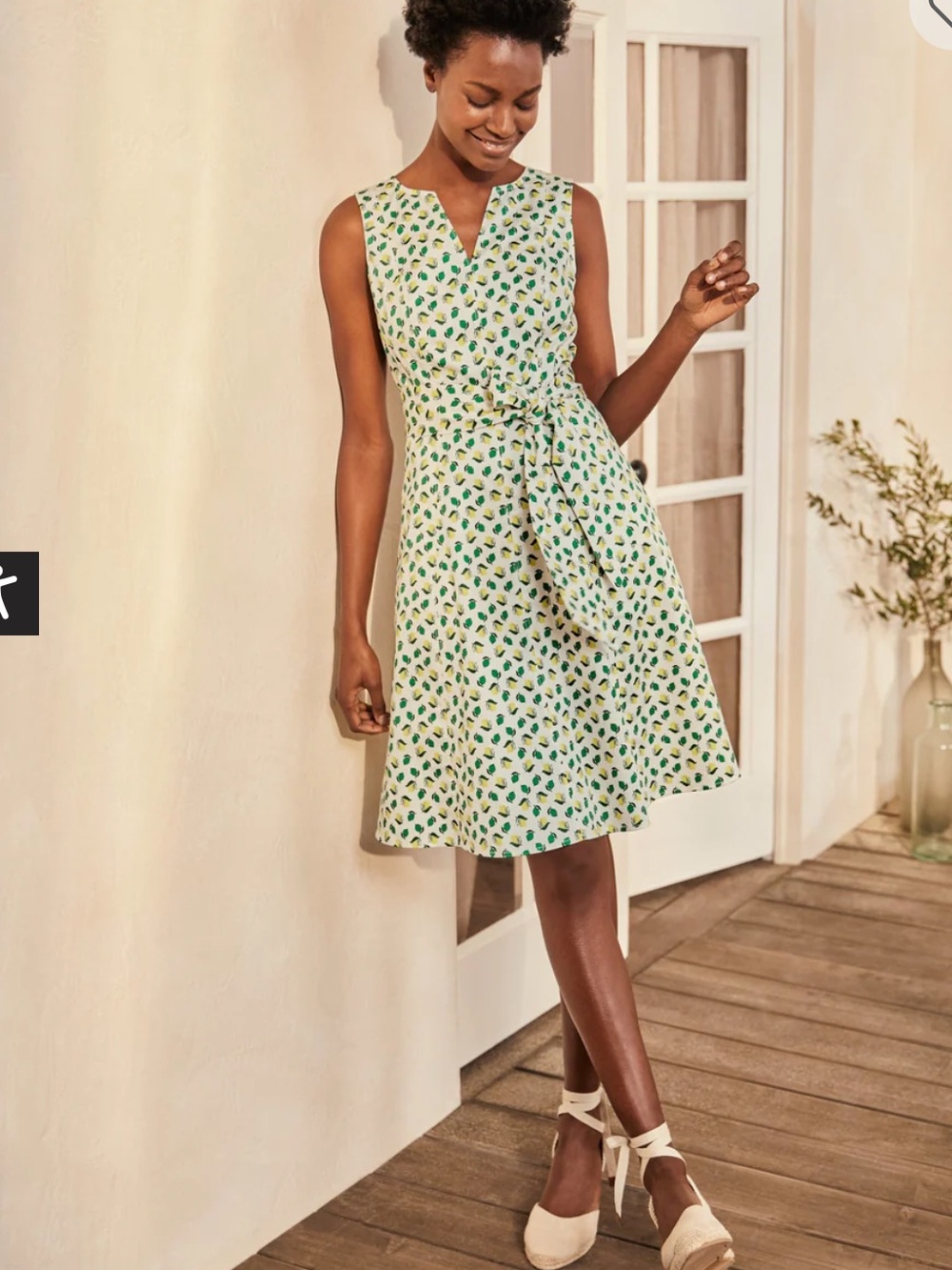 NWT BODEN Mischa Belted Dress In Ivory Citrus Fruit 2P